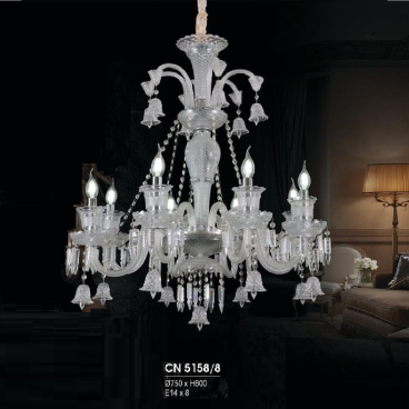 HF - CN 5158/8: Đèn chùm 8 tay - KT: Ø750mm x H800mm - Bóng đèn E14 x 8 bóng