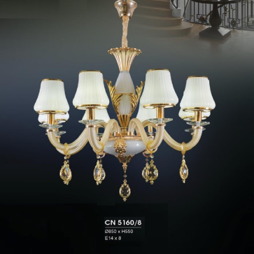 HF - CN 5160/8: Đèn chùm 8 tay - KT: Ø850mm x H550mm - Bóng đèn E14 x 8 bóng