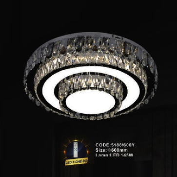 CODE: 5188/600Y: Đèn áp trần LED - KT: Ø600mm - Đèn LED 145W, ánh sáng đổi 3 màu