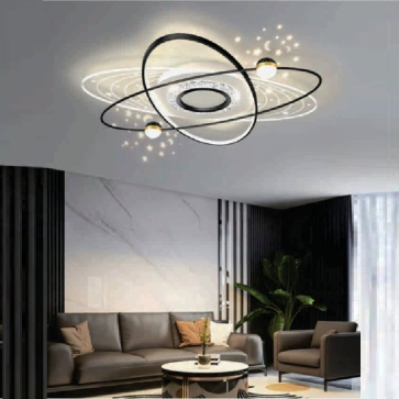 E - ML-  52: Đèn áp trần LED Mica - KT: L1100mm  x W700mm x H110mm  - Đèn LED 105W ánh sáng đổi 3 màu - Remote