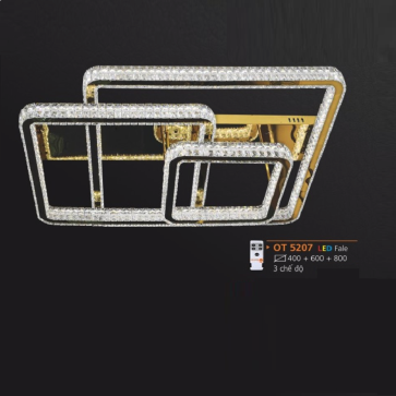 AD - OT 5207: Đèn áp trần LED Phale -KT: Vuông 400mm + 600mm + 800mm - Đèn LED đổi 3 màu