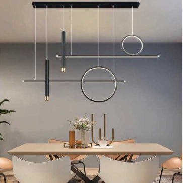 AN -TL  - 5215/1000: Đèn thả ngang thân đen LED - KT: L1000mm x H1000mm - Đèn LED đổi 3 màu - Remote