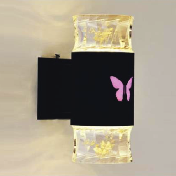 SN - GC 5306: Đèn gắn tường ngoài trời - KT: Ø90mm x H210mm - Đèn LED 9W x 2 + 3W, ánh sáng đổi 3 màu