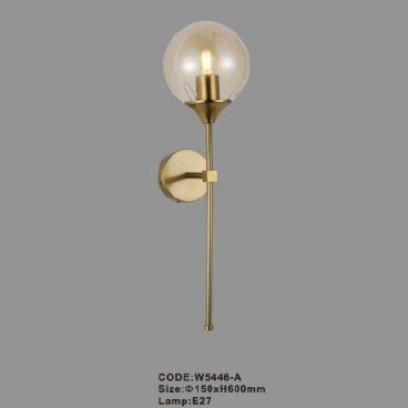 CODE: W5446 - A: Đèn gắn tường chao thủy tinh  - KT: Ø150mm x H600mm - Đèn E27 x 1 bóng