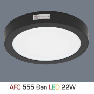 AFC 555 Đen LED 22W: Đèn LED ốp nổi  vỏ đen 22W - KT: Ø300mm x H40mm - 1 chế độ ánh sáng (vàng/trung tính/trắng)