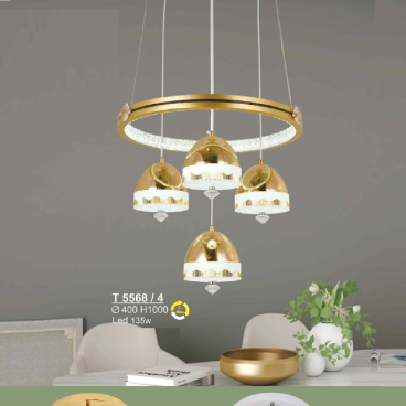 T 5568/4: Đèn thả LED 4 bóng - KT: Ø400mm x H1000mm - Đèn LED 135W ánh sáng đổi 3 màu