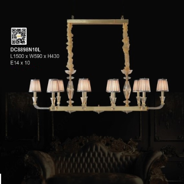35 - DC8898N10L: Đèn thả ngang - KT: L1500mm x W590mm x H430mm - Đèn E14 x 10 bóng
