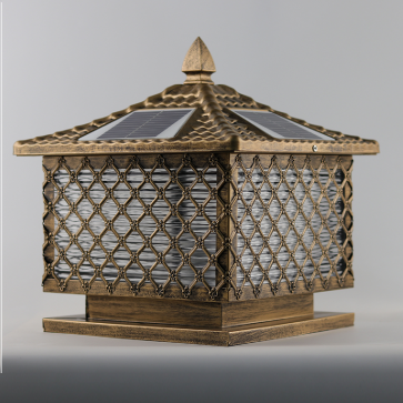 TD - 56: Đèn đầu trụ NLMT - KT: L300mm x W300mm - Bóng đèn LED + E27 x 1