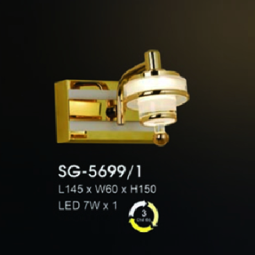 HF - SG - 5699/1: Đèn rọi gương/tranh - KT: L145mm x W60mm x H150mm - Đèn LED 7W ánh sáng đổi 3 màu