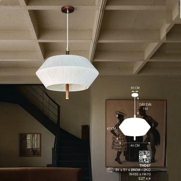 THD57: Đèn thả đơn - KT: Ø450mm x H470mm - Bóng đèn E27 x 4 bóng
