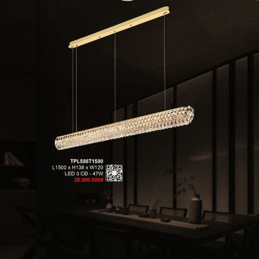 3- TPL588T1500: Đèn thả ngang Phale LED - KT:L1500mm x W120mm x H138mm - Đèn LED 47W đổi 3 màu