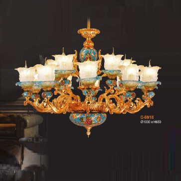 EU - C - 59/15: Đèn chùm 15 tay -  KT: Ø1000mm  x H650mm - Bóng đèn E14 x 15 bóng