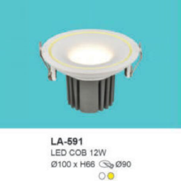 LA - 591: Đèn LED COB âm trần 12W, 1 chế độ ánh sáng ( trắng/vàng)