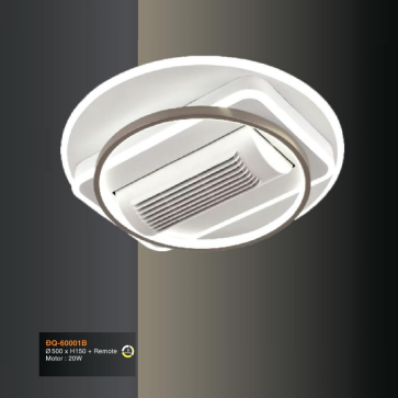 V- ĐQ - 60001B: Đèn áp trần tròn + Quạt- KT: Ø500mm x H150mm - Đèn LED đổi 3 màu + Motor quạt 20W