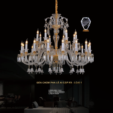 CODE: 6002-16+8: Đèn chùm Phale nến 24 tay - KT: Ø1200mm x H950mm - Bóng đèn nến chân E14 x 24 bóng