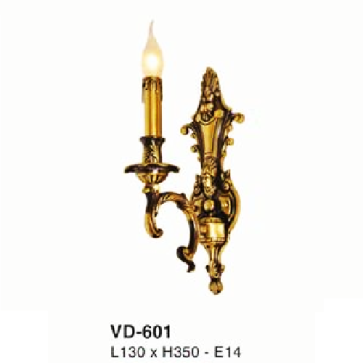 E - VD - 601: Đèn vách đồng đơn  - KT: L130mm x  H350mm - Đèn chân E14 x 1 bóng