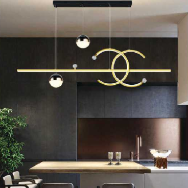 AN - TL- 6010GD: Đèn thả  ngang thân xi vàng - KT: L1000mm x H1000mm  - Đèn LED đổi 3 màu