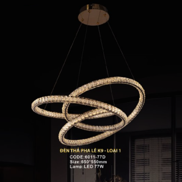 CODE: 6011-77D: Đèn thả vòng LED Phale cách điệu - KT: Ø650mm x H550mm - Đèn LED 77W