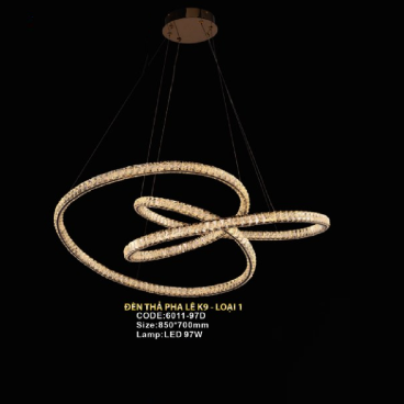 CODE: 6011-97D: Đèn thả vòng LED Phale cách điệu - KT: Ø850mm x H700mm - Đèn LED 97W