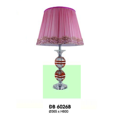 HF - ĐB - 6026B: Đèn bàn/đèn đầu giường chóa Hồng - KT: Ø365mm x H600mm - Bóng đèn E27 x 1 bóng
