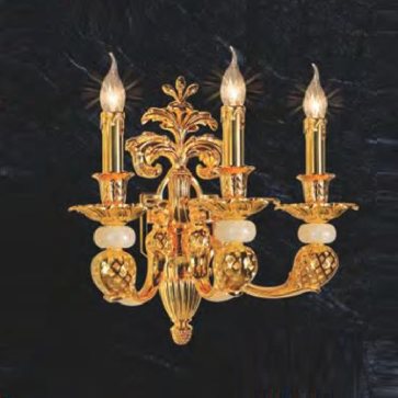 NV 6061/3: Đèn gắn tường đồng ba bóng - KT: L380 mm x H400mm - Bóng đèn E14 x 3