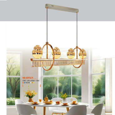NB 6090/4: Đèn thả ngang LED 4 tay - KT: L900mm -240mm x H350mm +1200mm -  Đèn LED 140W ánh sáng đổi 3 màu