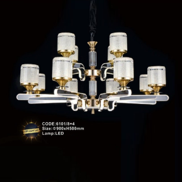 CODE: 6101/8+4: Đèn chùm LED 12 tay - KT: Ø950mm x H550mm - Đèn LED đổi 3 màu