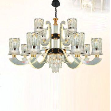 NC 6108/8+4LED: Đèn chùm LED 12 tay - KT: Ø950mm x H500mm +500mm - Đèn LED 160W ánh sáng đổi 3 màu