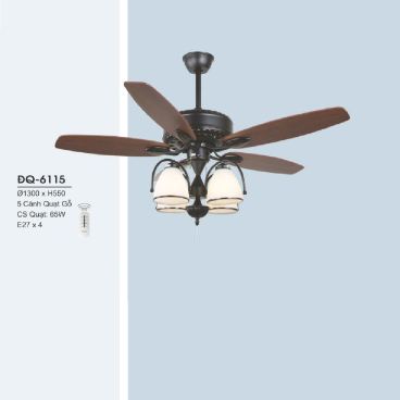 ĐQ - 6115: Quạt trần đèn 5 cánh gỗ