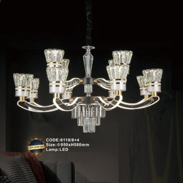 CODE: 6119/8+4: Đèn chùm LED 12 tay - KT: Ø950mm x H580mm - Đèn LED đổi 3 màu