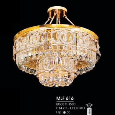 H -  MLF 616: Đèn Phale gắn thả, 55 hạt Phale   - KT: Ø600mm x H500mm - Đèn LED SMD + Đèn chân E14 x 3 bóng - Remote