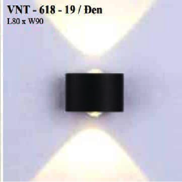VNT - 618 - 19/Đen: Đèn gắn tường ngoài trời - KT: W80mm x H75mm - Đèn LED ánh sáng vàng 3500K