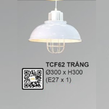 TCF62 Trắng: Đèn thả đơn chao màu trắng - KT: Ø300mm x H300mm - Bóng đèn E27 x 1 bóng