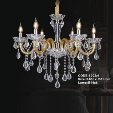 CODE: 6202/6: Đèn chùm  nến 6 tay - KT: Ø650mm x H510mm - Bóng đèn E14 x 6 bóng