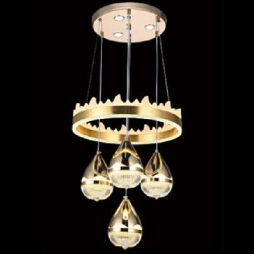 EU - T6203/4: Đèn thả LED 4 bóng - KT: Ø400*H1500mm - Đèn LED đổi 3 màu - CS vòng 50W + Bóng đèn 88W