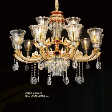 CODE: 6210/15: Đèn chùm Phale nến 15 tay - KT: Ø930mm x H650mm - Bóng đèn E14 x 15 bóng + Đèn LED chao đáy