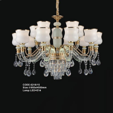 CODE: 6218/15: Đèn chùm 15 tay - KT: Ø950mm x H550mm - Bóng đèn E14 x 15 bóng + Đèn LED