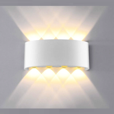 VNT - 624 - 19/Trắng: Đèn gắn tường ngoài trời - KT: W210mm x H75mm - Đèn LED ánh sáng vàng 3500K