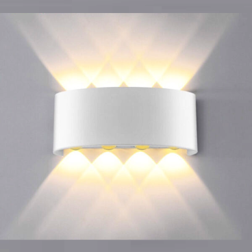 VNT - 624 - 19/Trắng: Đèn gắn tường ngoài trời - KT: W210mm x H75mm - Đèn LED ánh sáng vàng 3500K