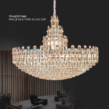 35 - TPL6270T1000: Đèn thả Phale K9 - KT: Ø1000mm - Bóng đèn E14 x 34 bóng