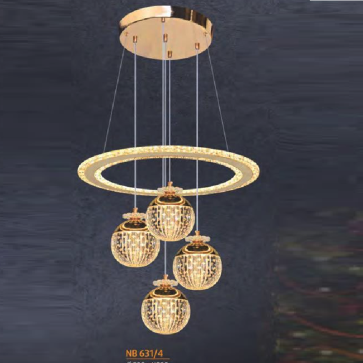 NB 631/4: Đèn thả LED 4 bóng - KT: Ø500mm x H900mm - Đèn LED 60W ánh sáng đổi 3 màu