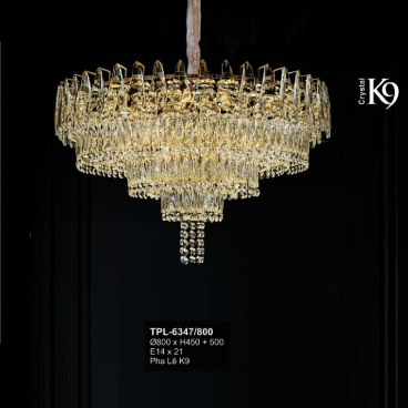 A - TPL - 6347/800: Đèn thả Phale K9 - KT: Ø800mm x H450mm +500mm - Bóng đèn E14 x 21 bóng