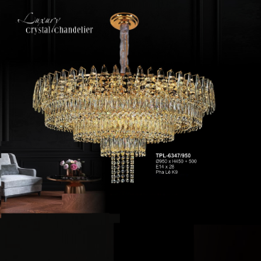 A - TPL - 6347/950: Đèn thả Phale K9 - KT: Ø950mm x H450mm +500mm - Bóng đèn E14 x 28 bóng