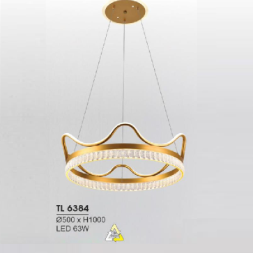 HF - TL 6384: Đèn thả LED - KT :Ø500mm  x H1000mm - Đèn LED 63W đổi 3 màu