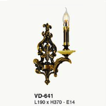 E - VD - 641: Đèn vách đồng đơn chén đá - KT: L190mm x  H370mm - Đèn chân E14 x 1 bóng