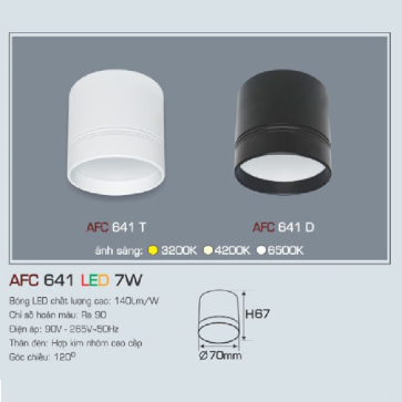AFC 641 LED 7W: Đèn lon LED gắn nổi 7W, 1 chế độ ánh sáng (vàng/Trung tính/trắng)