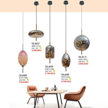 HF - TQ 6507: Đèn thả đơn - KT: Ø300mm x H130mm - Đèn LED 10W ánh sáng vàng