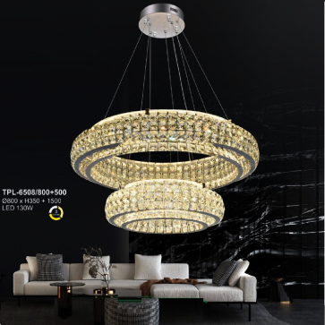 A - TPL - 6508/800 + 500: Đèn thả 2 vòng LED Phale - KT: Ø(800 + 500)mm x H350mm + 1500mm - Đèn LED 130W ánh sáng đổi 3 màu