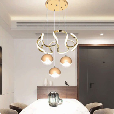 AN  - TL - 6517/3: Đèn thả LED , thân xi vàng -  KT: Ø 410mm x H1000mm - Đèn LED đổi 3 màu - Remote