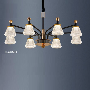 HF - TL 6520/8: Đèn chùm LED 8 tay - KT: Ø780mm x H680mm - Đèn LED 80W đổi 3 màu